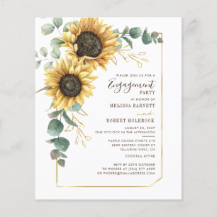 Budget Sunflower Eukalyptus Verlobung Einladung