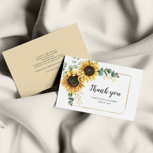 Budget Sunflower Eukalyptus Wedding Dankeschön Kar Mitteilungskarte