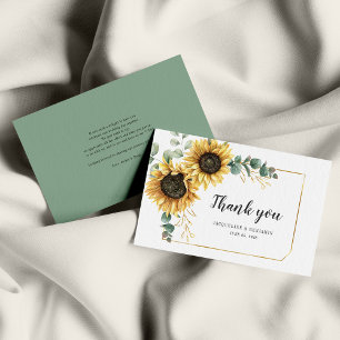 Budget Sunflower Eukalyptus Wedding Vielen Dank Mitteilungskarte