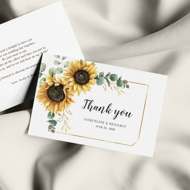 Budget Sunflower Eukalyptus Wedding Vielen Dank Mitteilungskarte (Von Creator hochgeladen)