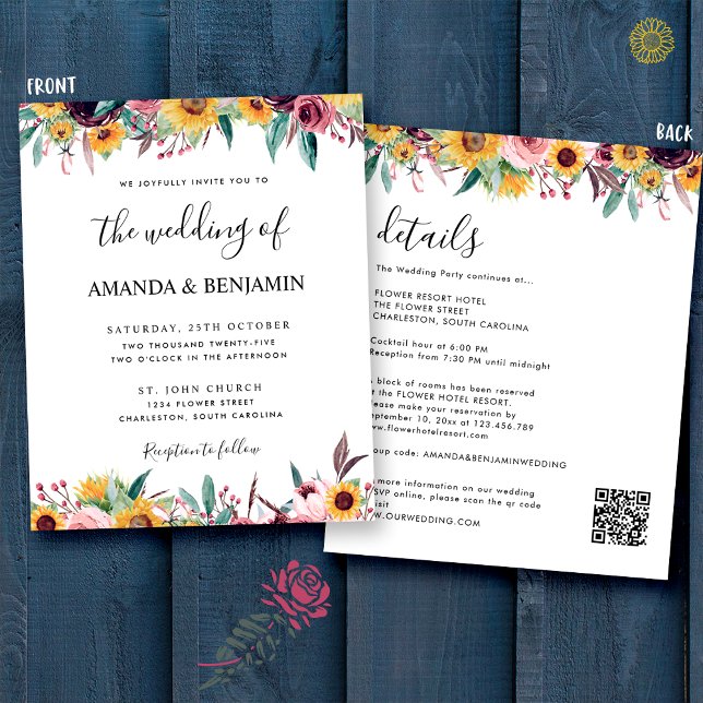Budget Sunflower Rose Burgundy Rustic Fall Wedding (Von Creator hochgeladen)