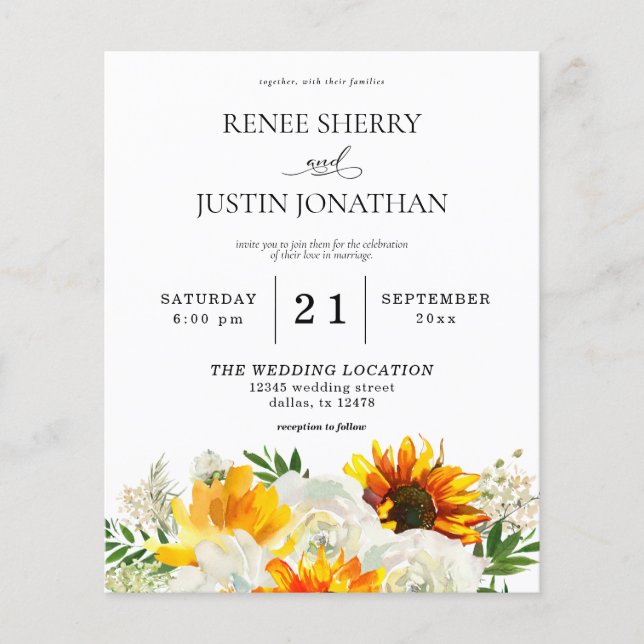 Budget Sunflower & White Rose Blumenzwiebelblume F Flyer (Vorne)