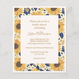 Budget Sunflower Yellow Blue Brautparty Einladung