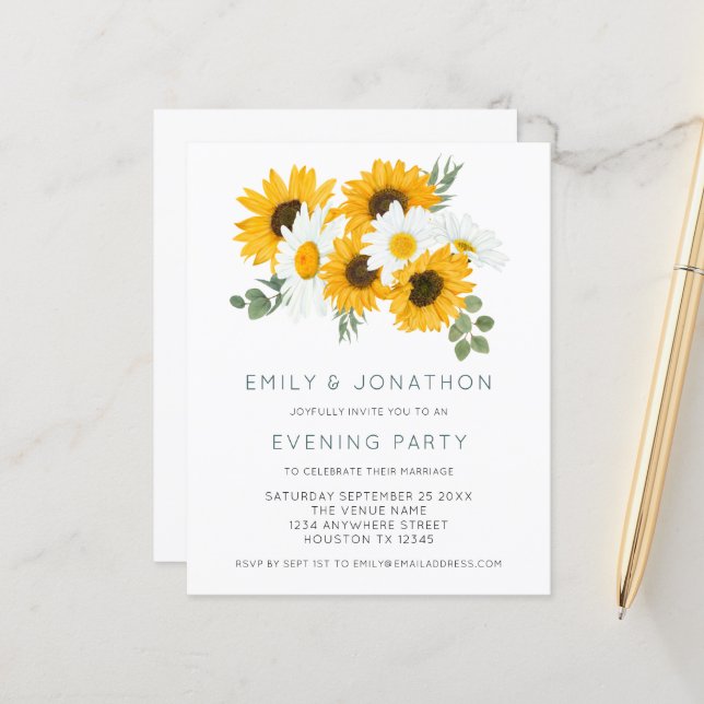 Budget Sunflowers Hochzeitssommer Abend Party Einl (Vorderseite/Rückseite Beispiel)