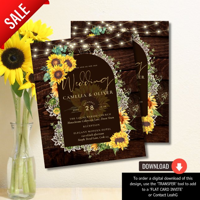 BUDGET Sunflowers Lights Lace Wedding INVITE Flyer (Von Creator hochgeladen)