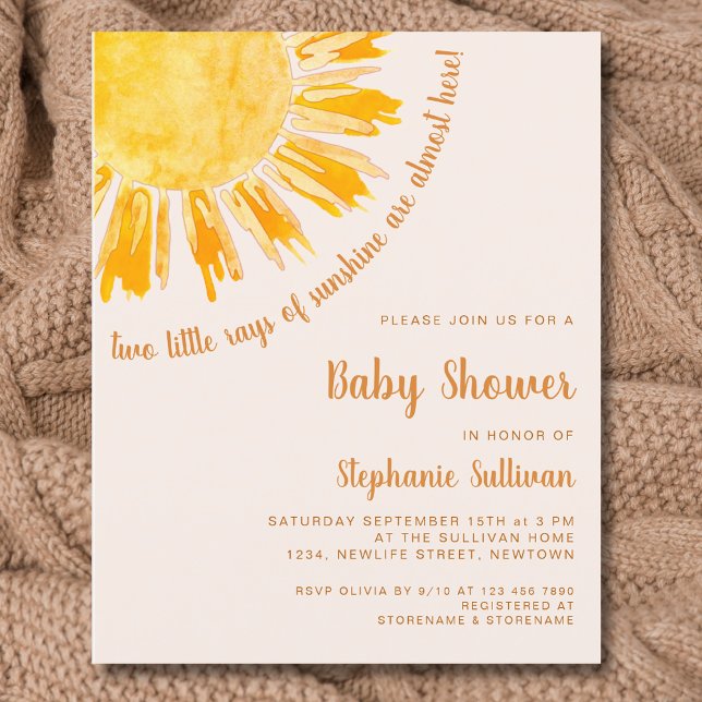 Budget Sunshine Twins Baby Shower Einladung (Von Creator hochgeladen)