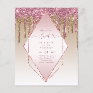 BUDGET SWEET16 Dripping Glitzer Glamour Invit Flyer