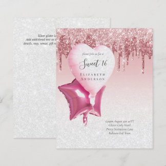 BUDGET Sweet16 Glitzer Glamour Girly Balloons Invi