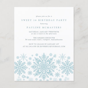 BUDGET Sweet 16 Birthday Blue Snowflake Einladung