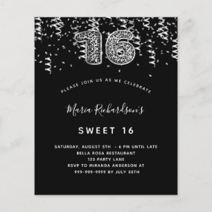 Budget Sweet 16 Black Silber Leopard Konfetti