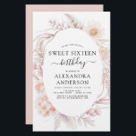 Budget Sweet 16 Boho Dusty Pink Floral Geburtstag<br><div class="desc">Budget Boho Dusty Pink Blumenkolorale Botanische Bohemische tropische Wasserfarbe Rahmen Frühling,  Sommer,  Herbst,  Herbst Sweet 16 Geburtstagsparty Einladungen - beinhaltet schöne und elegante Drehtypografie mit modernen Wüste botanischen Blume für die besondere 16 . Geburtstag 16. Geburtstagsparty.</div>