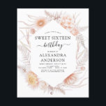 Budget Sweet 16 Boho Dusty Pink Floral Geburtstag Flyer<br><div class="desc">Budget Boho Dusty Pink Blumenkolorale Botanische Bohemische tropische Wasserfarbe Rahmen Frühling,  Sommer,  Herbst,  Herbst Sweet 16 Geburtstagsparty Einladungen - beinhaltet schöne und elegante Drehtypografie mit modernen Wüste botanischen Blume für die besondere 16 . Geburtstag 16. Geburtstagsparty.</div>