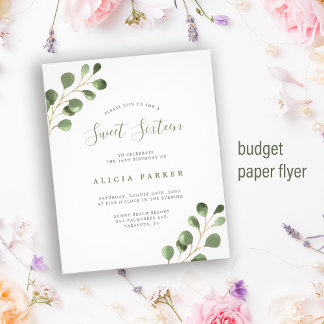 Budget Sweet 16 einfache Geburtstagsfeier Flyer