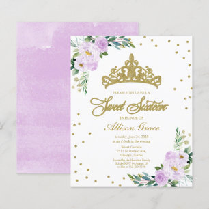 Budget Sweet 16 Einladung Tiara Lavender Floral