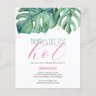 Budget Sweet 16 Geburtstagsparty Luau Einladung Flyer