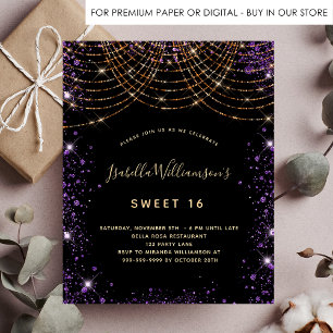 Budget Sweet 16 lila Glitzer Staub Gold