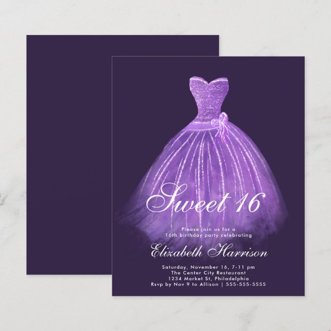 Budget Sweet 16 Lila Gown Birthday Party (Vorne/Hinten)