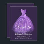 Budget Sweet 16 Lila Gown Birthday Party<br><div class="desc">Elegante und preisgünstige,  lila,  süße 16 Geburtstagsfeier mit einer Aquarellfarbe eines lila Goldes mit Silberakzenten und "16 . Geburtstag" und ihrem Namen in einer stilvollen weißen Schrift.</div>