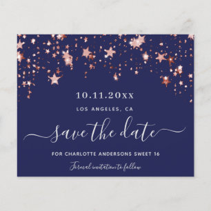 Budget Sweet 16 marineblaue Rose Save the Date