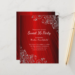 Budget Sweet 16 Party Ruby Red Einladung