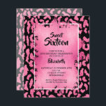 Budget Sweet 16 Rosa Leopard Birthday Einladungen<br><div class="desc">Kleine elegante 4, 5" x 5, 6" 16 . Geburtstag Geburtstagsparty-Einladungen mit einem schicken rosa und schwarzen Leopardenfleckmuster überdeckt mit einer rosa Imitat-Folie und Ihren Geburtstagsparty-Details in schicker Schrift. Ideal für JEDES ALTER. Diese erschwinglichen Ankündigungen werden auf 110 lb Papier gedruckt, das in 3 Größen erhältlich ist. **WEISSE UMGEBUNGEN SIND...</div>