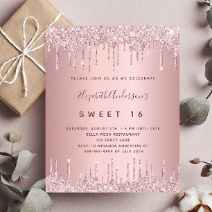 BUDGET Sweet 16 rosa staubige Rose Glitzer Geburts