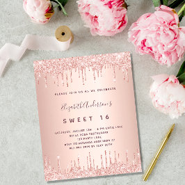 BUDGET Sweet 16 Rose Gold Glitzer Rosa Geburtstag