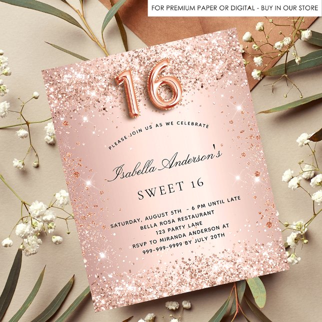Budget Sweet 16 Rose Gold Schwarz Glitzer Glam (Von Creator hochgeladen)