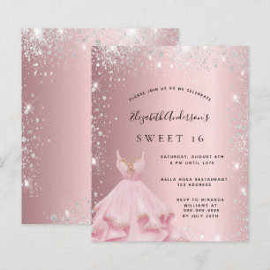 Budget Sweet 16 rot rosa Silberkleid Glitzer