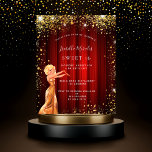 Budget Sweet 16 Rotgold Glitzer Film<br><div class="desc">Eine moderne, stilvolle und glamouröse Einladung zu einer Sweet 16, 16. Geburtstagsparty, Hollywood theme. Ein roter Hintergrund mit Imitaten goldenen Glitzer Staub, ein Mädchen mit einem goldenen Kleid. Ein roter Filmvorhang als Hintergrund Der Name ist mit einem modernen handgeschriebenen Stift geschrieben. Personalisieren Sie Ihre Party-Daten und fügen Sie sie hinzu....</div>