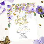Budget Sweet 16 Schmetterling Einladung Lila Blüte<br><div class="desc">Ein skurriler lila und goldener Glitzer Schmetterlinge laden ein. Ideal für Schmetterlingstheater 16. Geburtstagsfeier. ANPASSUNG: Bitte senden Sie mir eine Nachricht durch den Chat,  wenn Sie eine Anpassung,  wie zum Beispiel eine Farbänderung,  benötigen. ÄNDERN DER BESTEHENDEN BESTELLUNG/VERSANDZEIT,  ETC,  wenden Sie sich bitte direkt an den Zazzle Support. https://help.zazzle.com/hc/en-us/articles/221463567-How-Do-I-Contact-Zazzle-Customer-Support-</div>