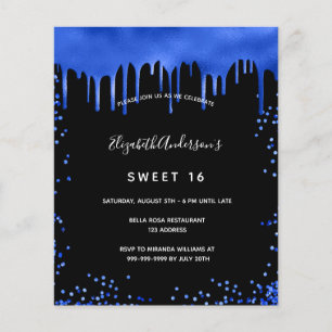Budget Sweet 16 Schwarz königsblau Einladung