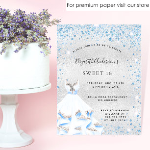 Budget Sweet 16 Silberblaue Wintereinladung