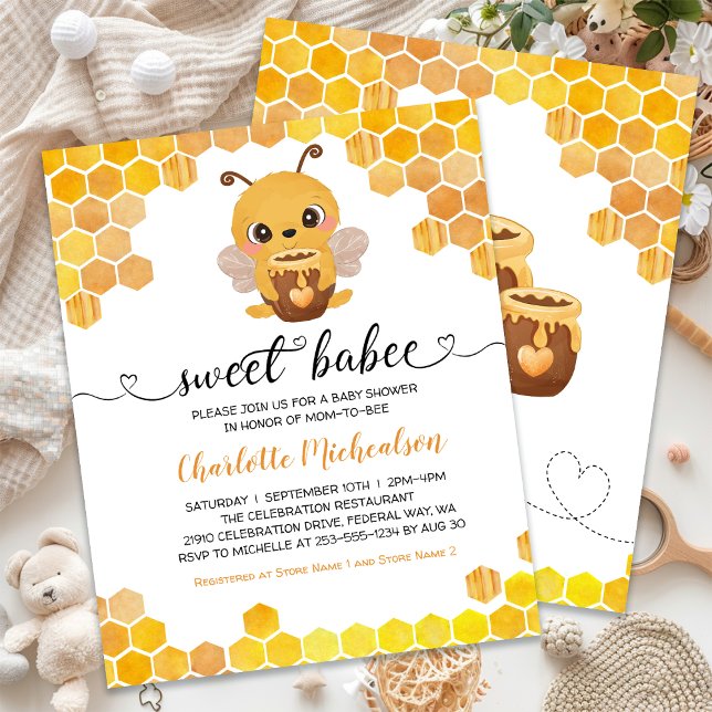 BUDGET Sweet Bee Baby Dusche Neutrale Einladung (BUDGET Sweet Bee Baby Shower Neutral Invitation)