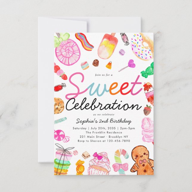 Budget Sweet Celebration Kids Candyland Geburtstag Mitteilungskarte (Vorderseite)