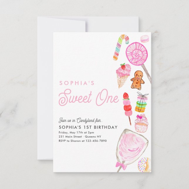Budget SWEET ONE Candy Kids Candyland 1. Geburtsta Mitteilungskarte (Vorderseite)