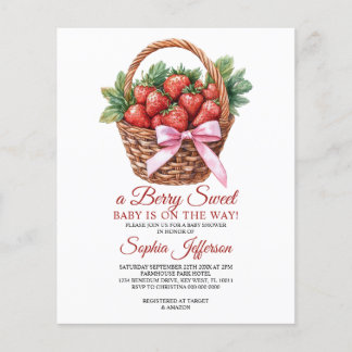 Budget Sweet Strawberry Baby Shower Invitation