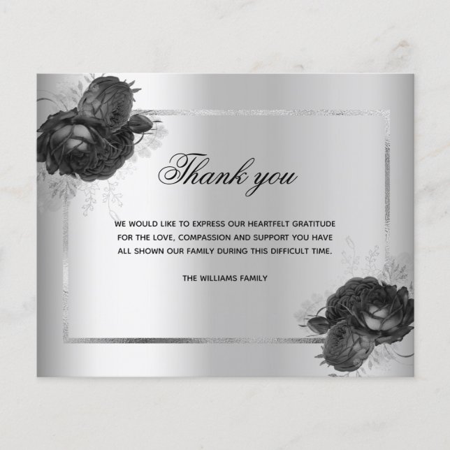 Budget sympathie argent floral photo carte de reme (Devant)