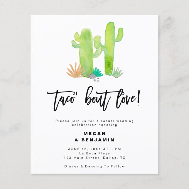 Budget Taco Bout Liebe Lässig Hochzeitseinladungen (Vorderseite)