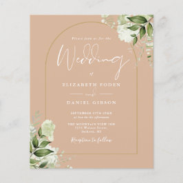 Budget Tan Floral Gold Arch Hochzeit Einladung