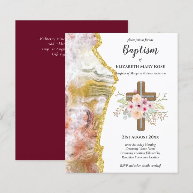 BUDGET Taufe Christening Bautizo Bautismo INVITE (Vorne/Hinten)