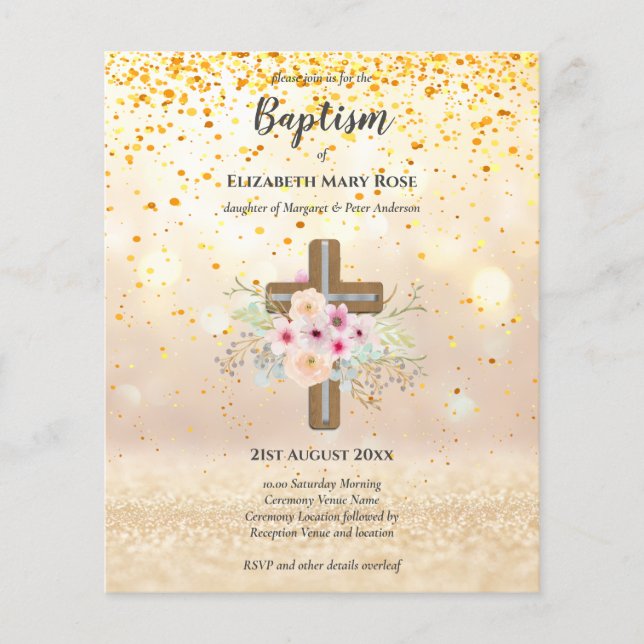 BUDGET Taufe Christening Bautizo Bautismo INVITE Flyer (Vorne)