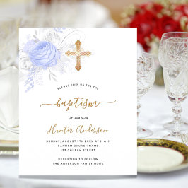 Budget Taufe hellblauen Blumenjungen Weiß