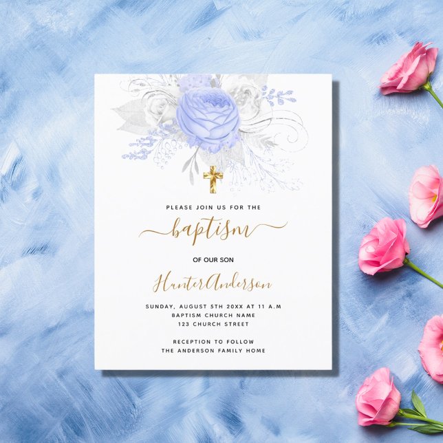 Budget Taufe hellblauen Blumenjungen Weiß (Von Creator hochgeladen)