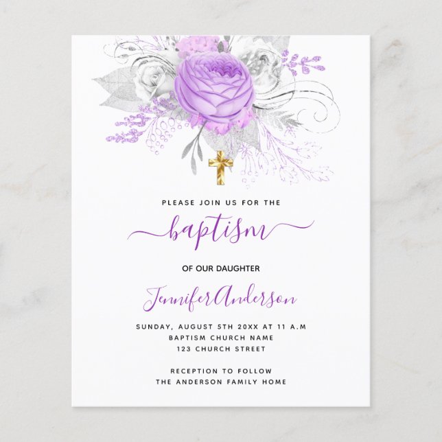 Budget Taufe lila Floralmädchen Weiß (Vorderseite)