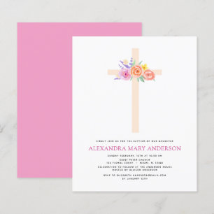 Budget Taufe Pastel Floral Rosa Rose Kreuz
