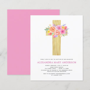Budget Taufe Pastel Floral Rosa Rose Kreuz