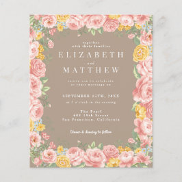 Budget Taupe Boho Wildblume Foto QR Flyer
