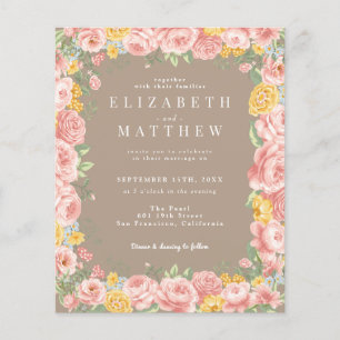 Budget Taupe Boho Wildblume Foto QR Flyer