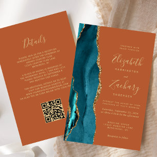 Budget Teal Blau Achat Rost QR-Code Hochzeit